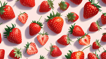 Strawberry Pattern on a White Background