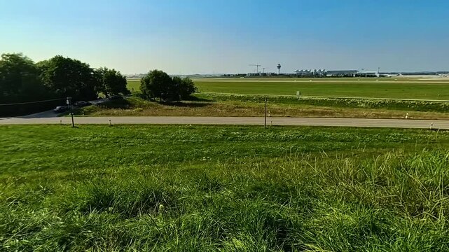 4K Timelapse with landing and starting airplanes at MUC airport, Munich, Bavaria, Germany