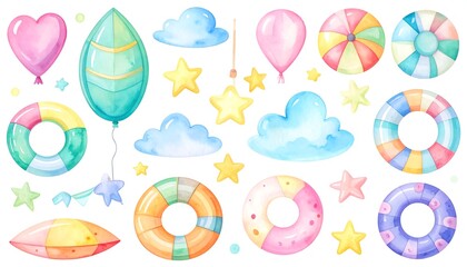 Watercolor summer set