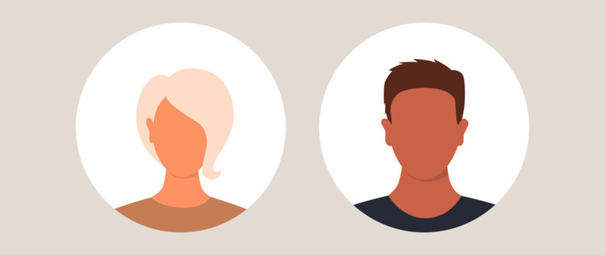 Vector flat illustration. Avatar, user profile, face icon, profile picture. Suitable for social media profiles, icons, splash screens and as a template.