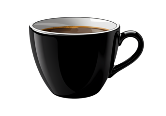 Dark Roast Coffee in a Sleek Black Mug A Perfect Morning Brew on transparent background