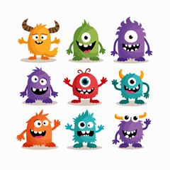 Set of scary monster illustration