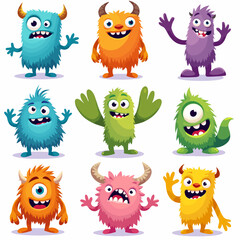 set of funny monsters