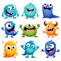 Flat Cartoon Monster Illustration 2d