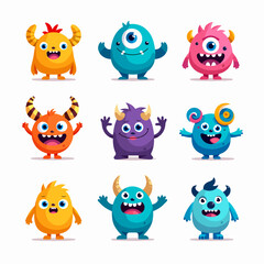 Cute funny cartoon animal vector set collection