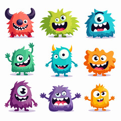 Cute cartoon baby monsters vector collection. Color monster character mascot illustration