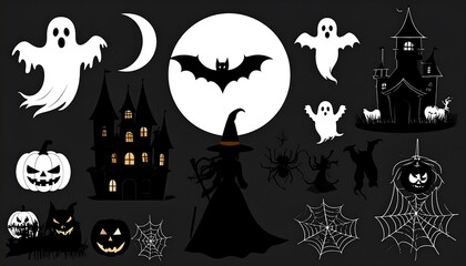 Halloween silhouettes on dark background