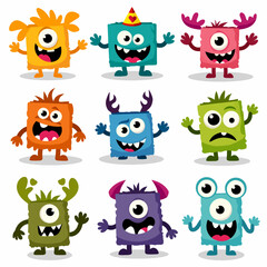 Fototapeta premium Cute monster color character funny design element