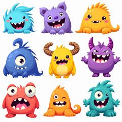Naklejka premium Cute Monster Set 