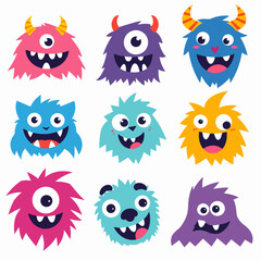 Fun, friendly monsters for kids, playful designs for children's projects