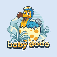 Funny Baby Dodo Bird extinct animal Character Illustration © Adam Vector Station