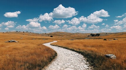 Fototapeta premium Rural Path Through Open Fields