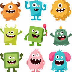 Naklejka premium Set of funny monsters