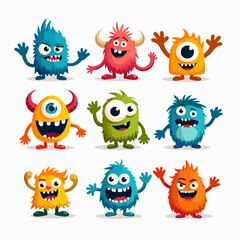 Set of funny cartoon monsters