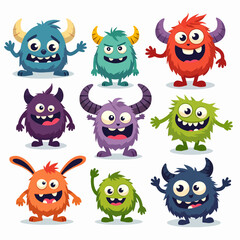 Cute and Kawaii monster kids icon set.
