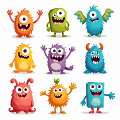 Happy Halloween. Monster colorful round silhouette icon super big set line