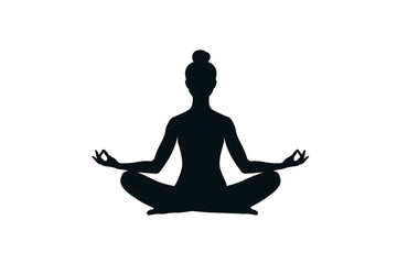 Serene silhouette meditating in lotus pose, finding inner peace and balance for wellness.