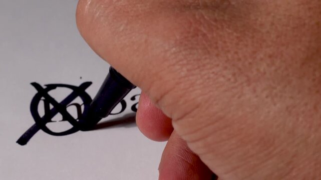 Hand Crossing Out Imbalanced Word to Represent Achieving Balanced Concept