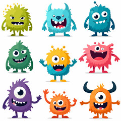 a set of cute monster character