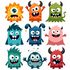 Naklejka premium a set of cute monster character