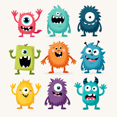 Set of funny monsters