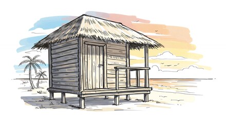 Beach hut illustration