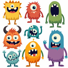 Set of funny monsters