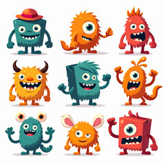 Happy Halloween. Cute monster icon set. Cartoon kawaii colorful scary funny character.