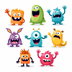 Set of funny cartoon monster