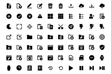 User Interface Universal Solid Icon Set. Icons are Suitable for Web Page, Mobile App, UI, UX and GUI design.