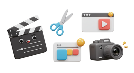 3D E-commerce and Delivery Icons: Set of a Phone App with a Scooter, Map, Gift Box, and Timer for Online Shopping and Logistics