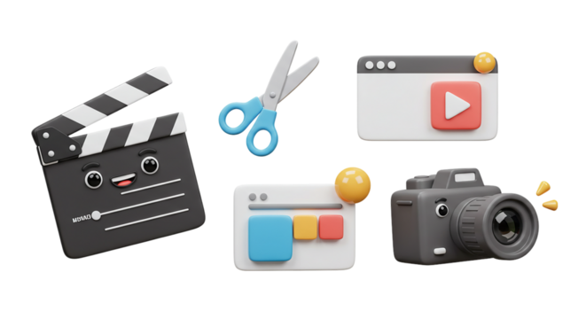 3D E-commerce and Delivery Icons: Set of a Phone App with a Scooter, Map, Gift Box, and Timer for Online Shopping and Logistics