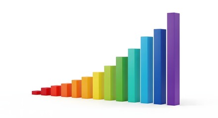 A colorful bar graph showing growth and progress on a white background in a business presentation