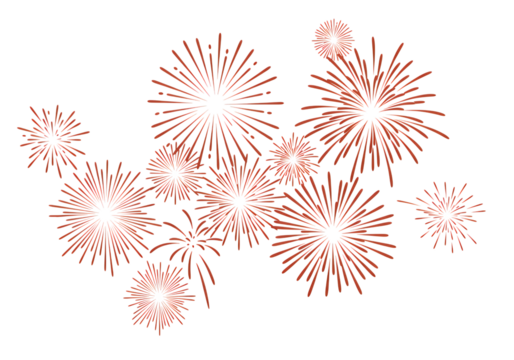 Rose Gold Fireworks Burst Festive Celebration Design Element on transparent background