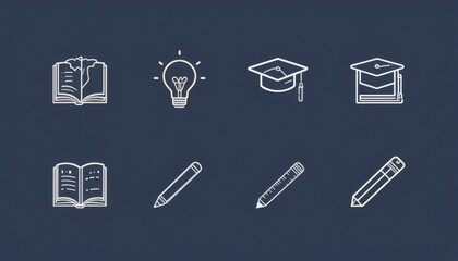 A collection of educational symbols showcasing learning tools and inspiration