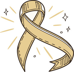 Vector art of gold ribbon symbolizing childhood cancer awareness