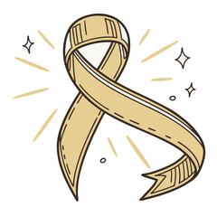 Vector art of gold ribbon symbolizing childhood cancer awareness