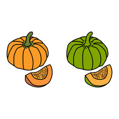 fresh, autumn, orange, food, raw, organic, natural, ripe, vegetable, gourd, pumpkin, plant, healthy, background, slice, white, squash, halloween, holiday, isolated, cut, harvest, decoration,
