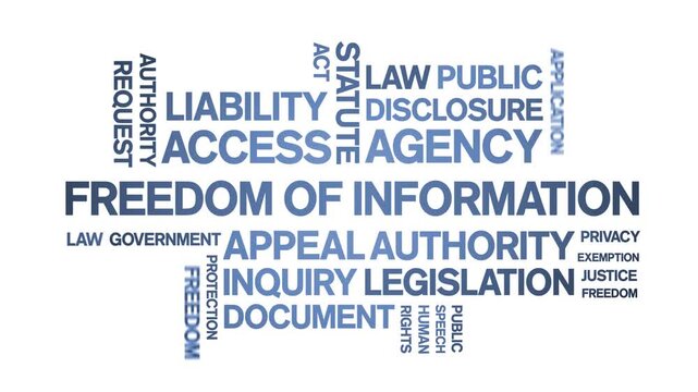 Freedom of information animated word cloud-text design animation tag kinetic typography seamless loop.