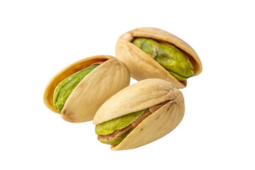 Three Pistachios Isolated on Transparent Background – Fresh Organic Nut Close-Up