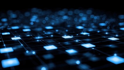 Abstract digital network; glowing nodes & connections