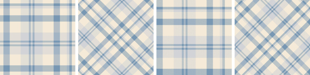 Spring seamless plaid and check pattern set. tartan checkered fabric fashion texture background. 