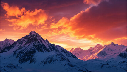 Majestic Mountain Range at Sunset
