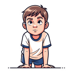 Curious Child's Pose: A charming illustration depicts a young child, poised in a thoughtful pose, embodying a sense of curiosity and exploration. 