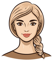 Blonde Woman Portrait Illustration with Braid Hair Style