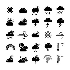 vector icon set representing various weather and climate conditions