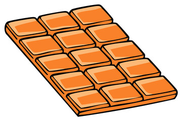 Obraz premium Orange chocolate bar divided into squares simple cartoon vector illustration