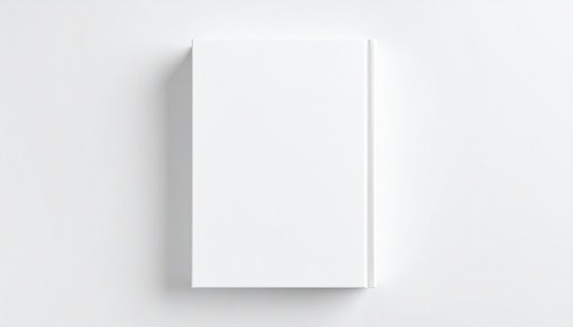 Minimalist top-down view of a blank, white rectangular box on a white surface.