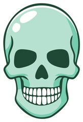 Fototapeta premium Cartoon Skull Head with Teeth Grimace and Shadows