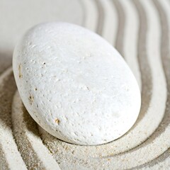Smooth white stone on sand